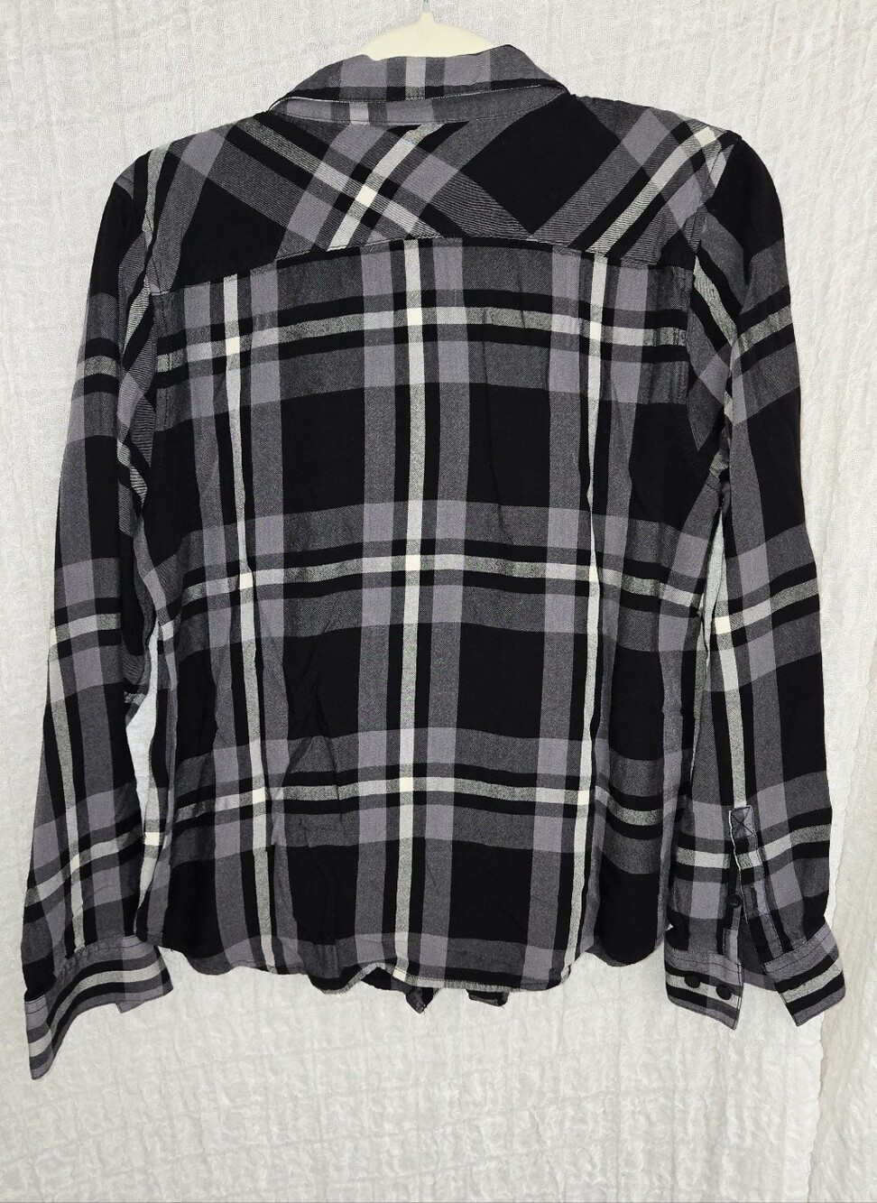 Harley-Davidson Womens XL Black & Gray Plaid Button-Up Shirt - Picture 4 of 6